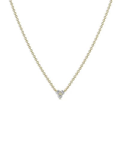 Zoe Chicco 14K Yellow Gold Diamond Triple Cluster Statement Necklace, 14-16