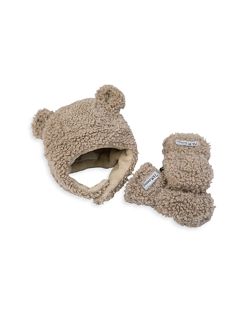 7AM Enfant Unisex Le Cub Teddy Mitten & Hat Set