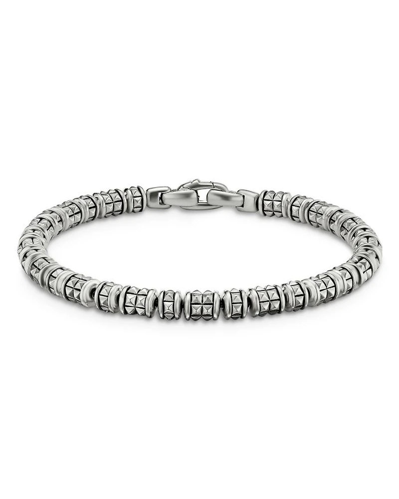 Men's Sterling Silver Pyramid Rondelle Bracelet