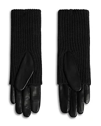 Long Knit Cuff Leather Gloves
