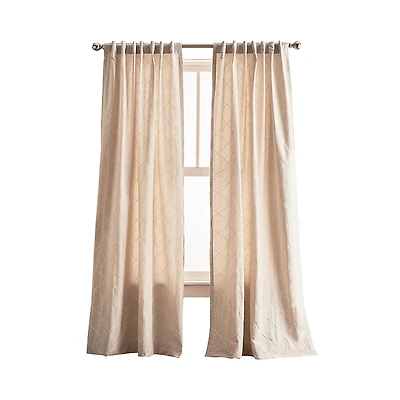 Peri Home Mallorca Embroidery 95 x 42 Back Tab Window Panel, Pair