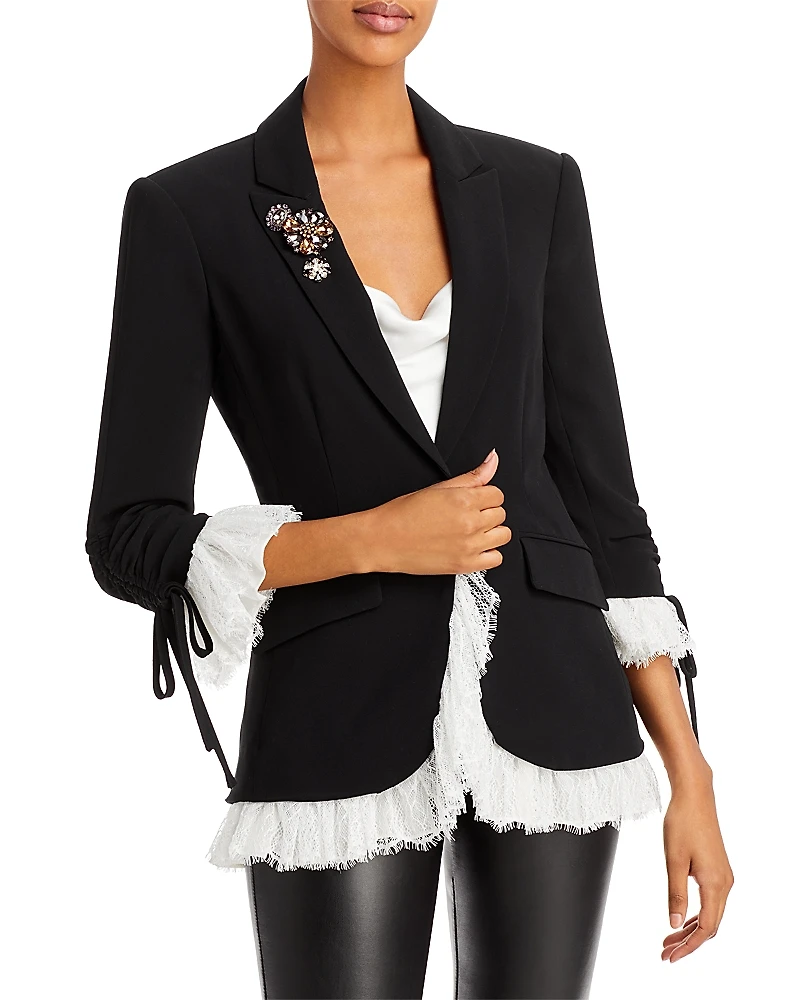 Cinq a Sept Roxie Lace Trim Blazer