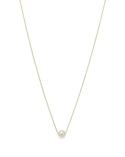 14K Yellow Gold Cultured Freshwater Pearl Solitaire Necklace, 18"