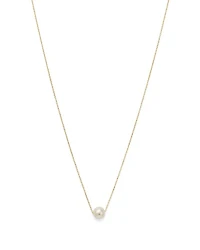 14K Yellow Gold Cultured Freshwater Pearl Solitaire Necklace, 18"