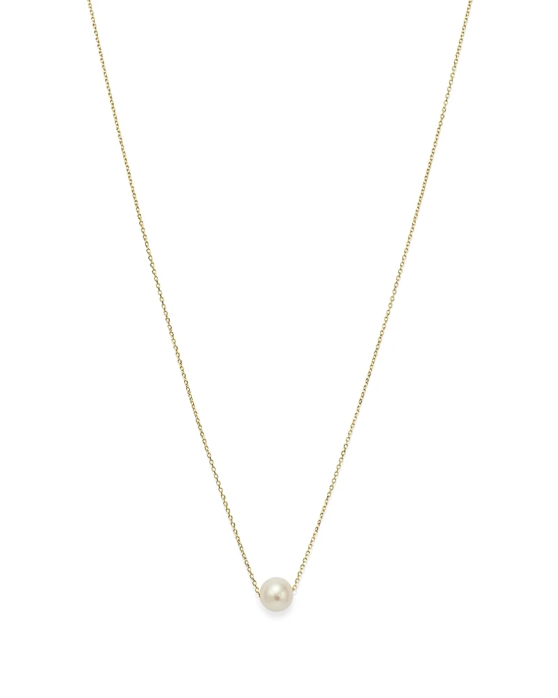Moon & Meadow 14K Yellow Gold Cultured Freshwater Pearl Solitaire Necklace, 18