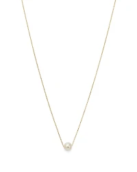 Moon & Meadow 14K Yellow Gold Cultured Freshwater Pearl Solitaire Necklace, 18