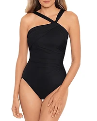 Miraclesuit Rock Solid Europa Asymmetric Underwire One Piece Swimsuit
