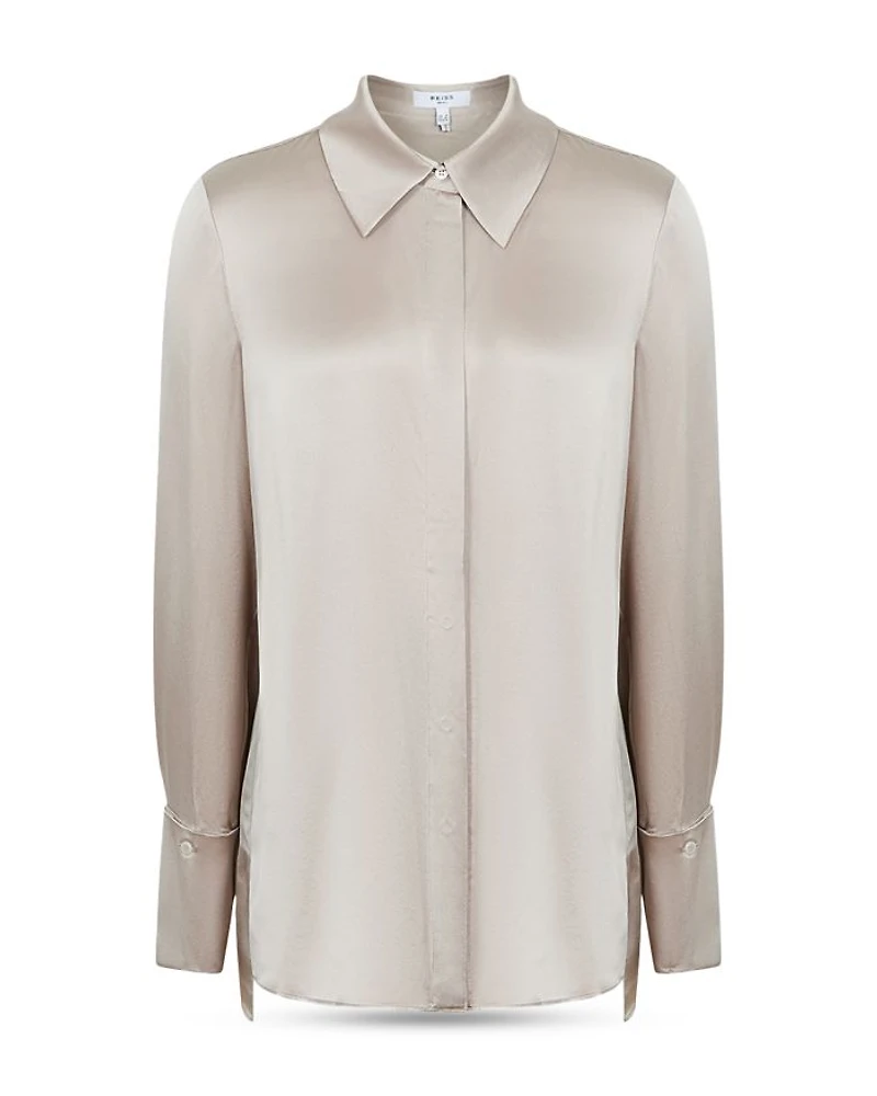 Hailey Button Front Silk Shirt