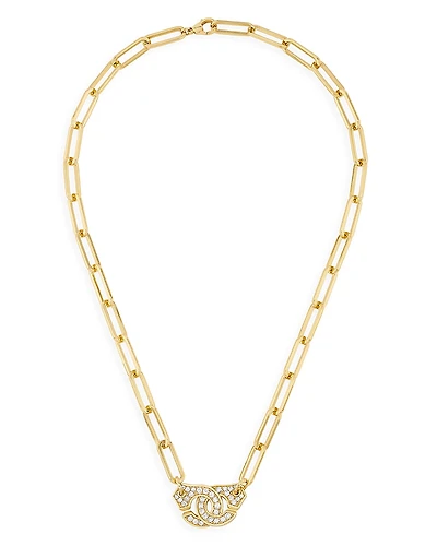 Dinh Van18K Yellow Gold Menottes Diamond Pave Interlocking Ring Pendant Necklace, 17.7