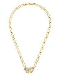Dinh Van18K Yellow Gold Menottes Diamond Pave Interlocking Ring Pendant Necklace, 17.7