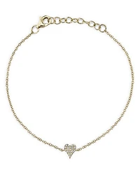 14K Yellow Gold Diamond Pavé Heart chain Bracelet - Exclusive