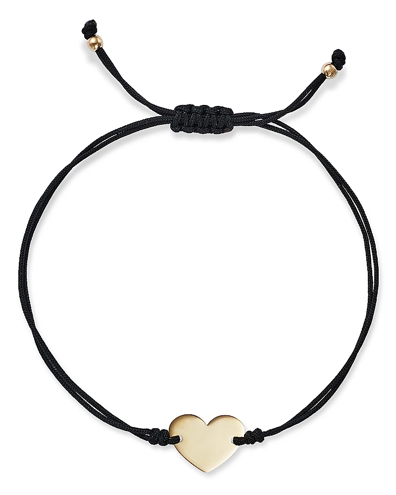 Moon & Meadow 14K Yellow Gold Polished Heart Cord Bolo Bracelet