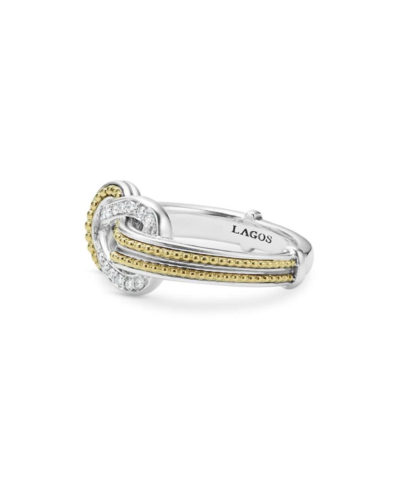 18K Yellow Gold & Sterling Silver Newport Diamond Knot Statement Ring