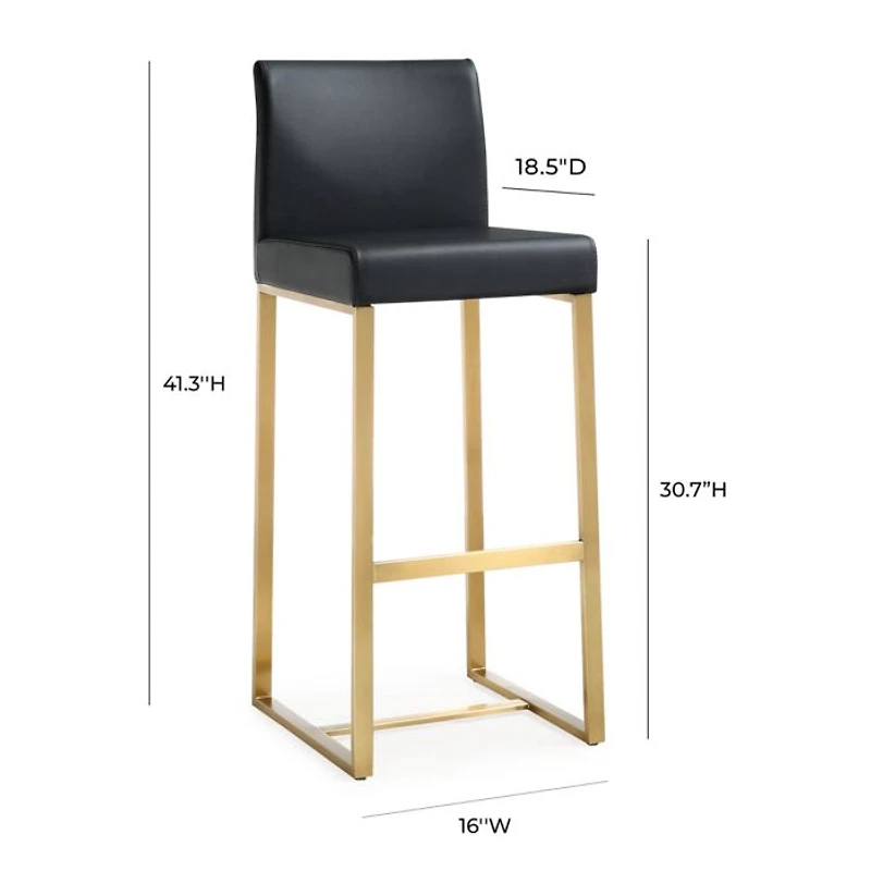 Denmark Performance Faux Leather and Gold Steel Barstool, Set of 2