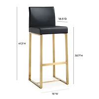 Denmark Performance Faux Leather and Gold Steel Barstool, Set of 2