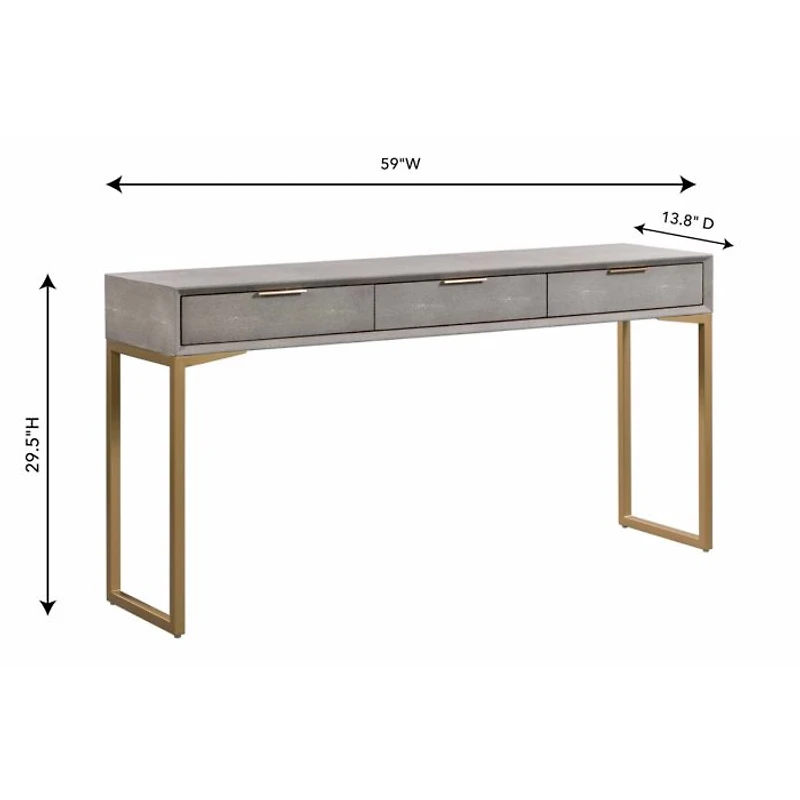 Pesce Shagreen Console Table in Grey