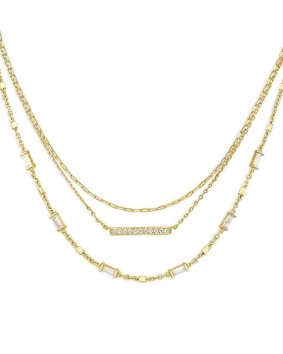 Kendra Scott Addison Pave Bar & Baguette Cubic Zirconia Layered Necklace