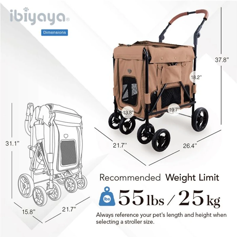 Pet Stroller for Large Dogs, Medium Dogs, Cats