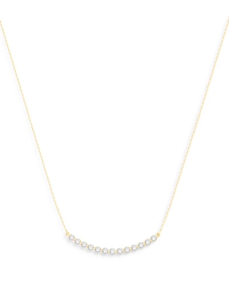 Diamond Curved Bar Necklace in 14K Yellow Gold, 0.70 tcw