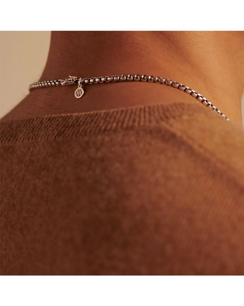 Sterling Silver Classic Chain Woven Box Chain Necklace, 24"