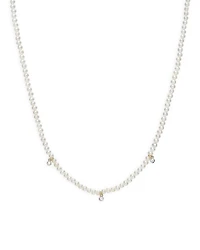 14K Yellow Gold Cultured Freshwater Pearl & Diamond Collar Necklace, 14-16"