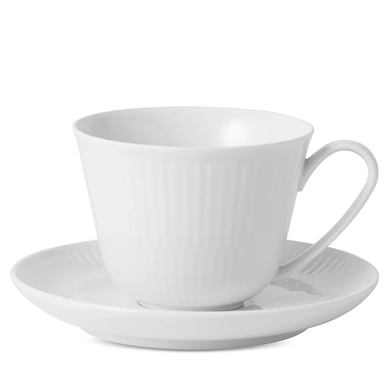Royal Copenhagen White Fluted Plain Cup & Saucer