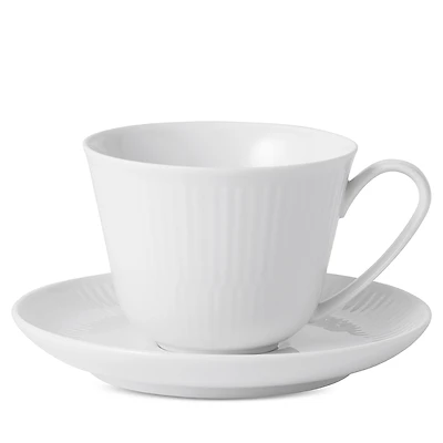 Royal Copenhagen White Fluted Plain Cup & Saucer