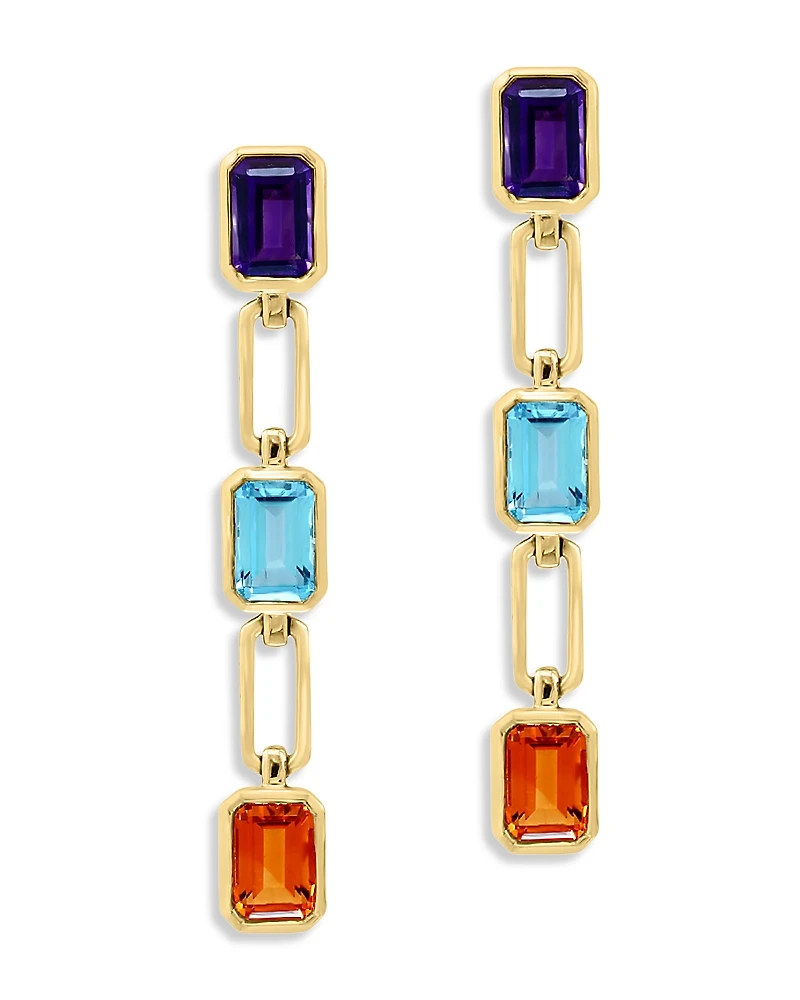 Bloomingdale's Fine Collection Multi Gemstone Paperclip Link Chain Drop Earrings