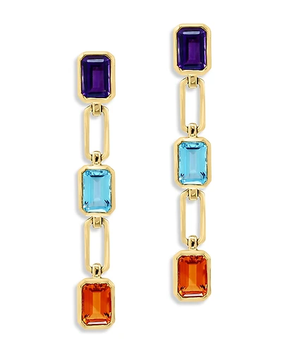 Bloomingdale's Fine Collection Multi Gemstone Paperclip Link Chain Drop Earrings