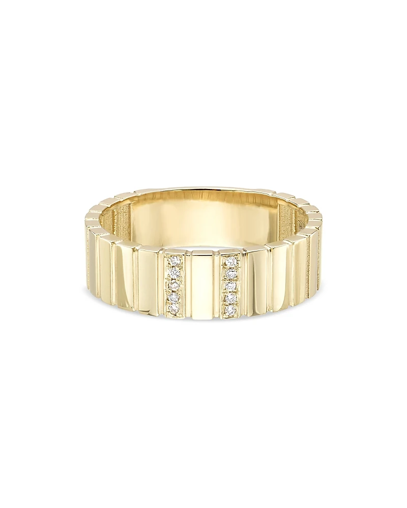 Zoe Lev 14K Yellow Gold Diamond Cigar Bar Ring
