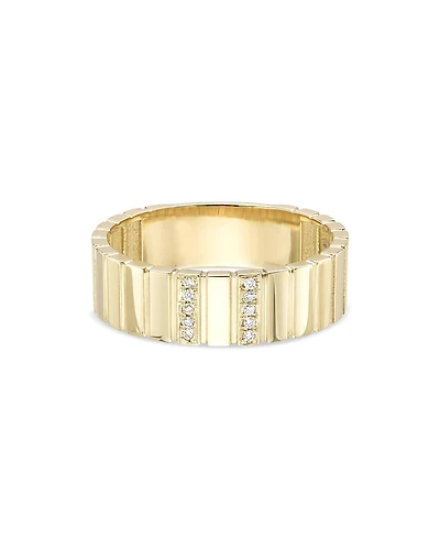 Zoe Lev 14K Yellow Gold Diamond Cigar Bar Ring