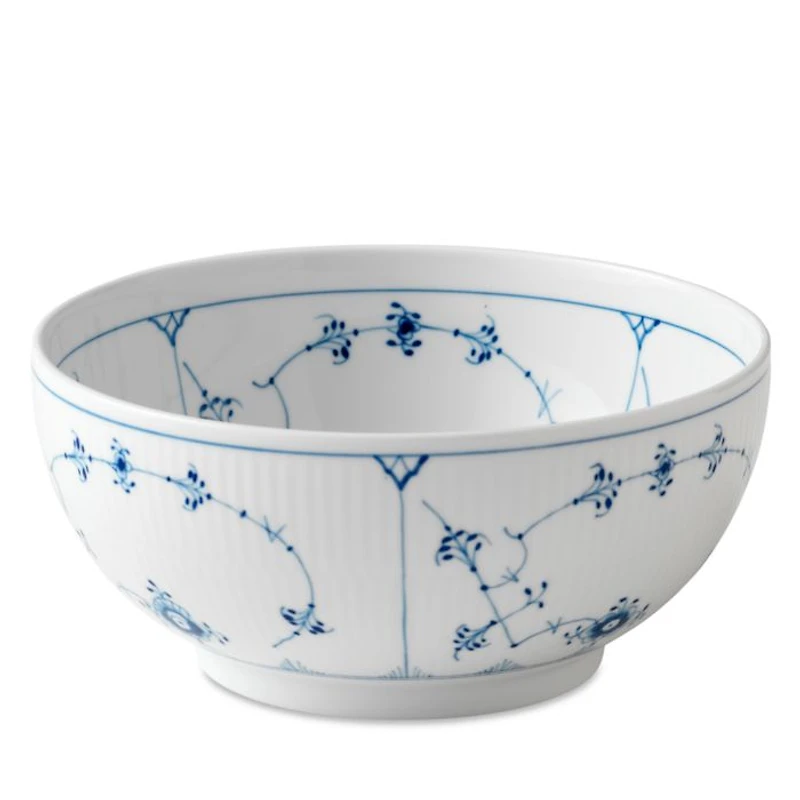 Blue Fluted Plain Round Bowl, Large