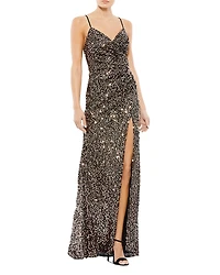 Mac Duggal Sequined Gather Waist Gown