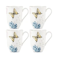Butterfly Meadow Hydrangea 4 Piece Mug Set