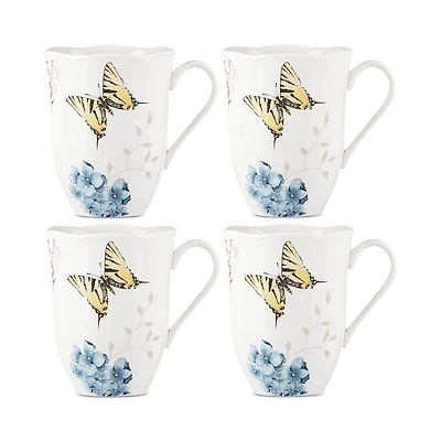 Lenox Butterfly Meadow Hydrangea 4 Piece Mug Set