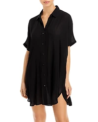 Aqua Swim Button-Down Cover Up Tunic - Exclusive
