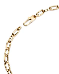 18K Yellow Gold Textured Link Chain Necklace