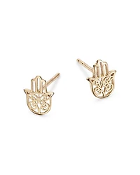 Hamsa Hand Stud Earrings in 14K Yellow Gold - Exclusive