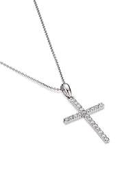 Diamond Cross Pendant Necklace in 14K White Gold, 0.25 tcw
