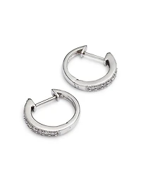 Diamond Bezel Set Huggie Hoop Earrings in 14K White Gold, .30 tcw