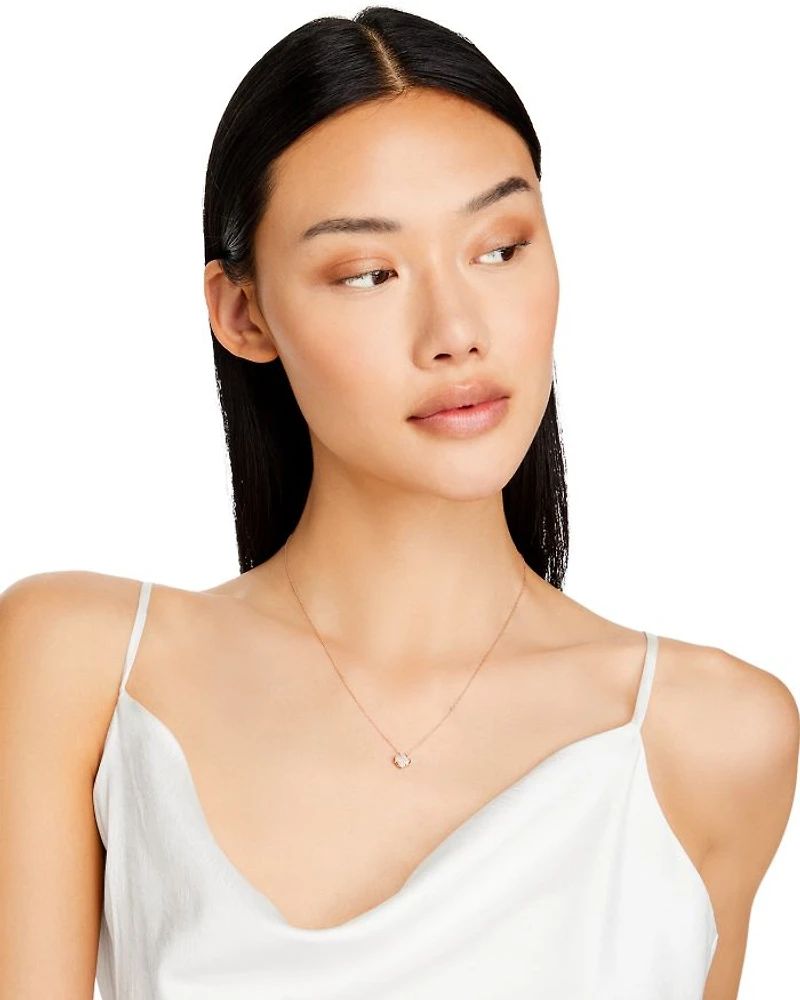 Pavé Diamond Clover Pendant Necklace in 14K Rose Gold, 0.08 tcw