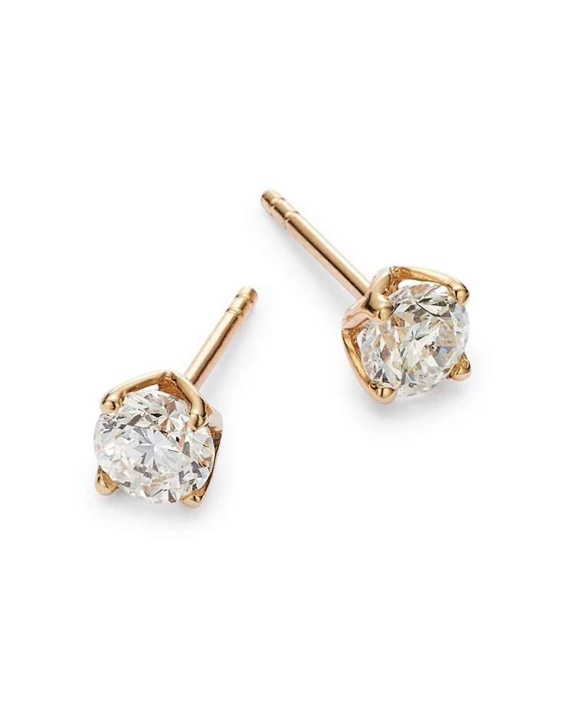Diamond Round Tulip Stud Earrings 14K Yellow Gold, 0.25-1.0 tcw