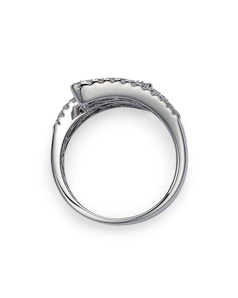 Sapphire & Diamond Bypass Ring in 14K White Gold
