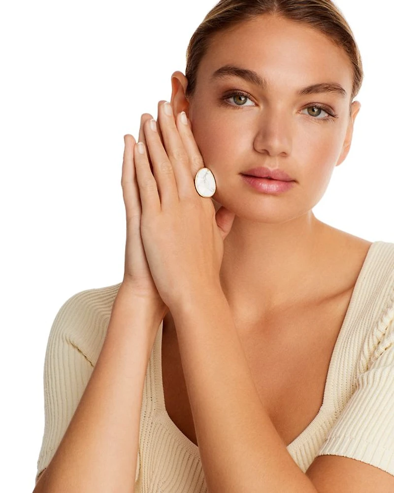 18K Yellow Gold Lunaria Howlite Cocktail Ring - 150th Anniversary Exclusive