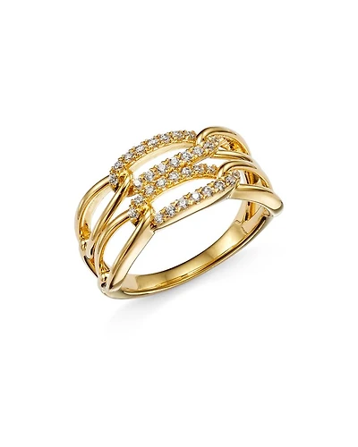Diamond Double Link Ring in 14K Yellow Gold, 0.25 tcw