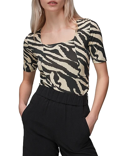 Whistles Zebra Print Square Neck Top
