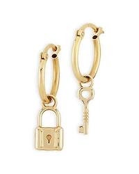 Moon & Meadow Lock & Key Dangle Hoop Earrings