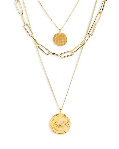 Kenneth Jay Lane Multi Strand Coin Pendant Necklace, 26