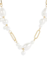 Imitation Pearl Cluster Statement Necklace, 18"