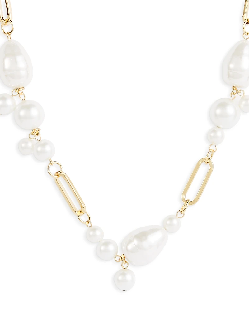 Kenneth Jay Lane Imitation Pearl Cluster Statement Necklace, 18